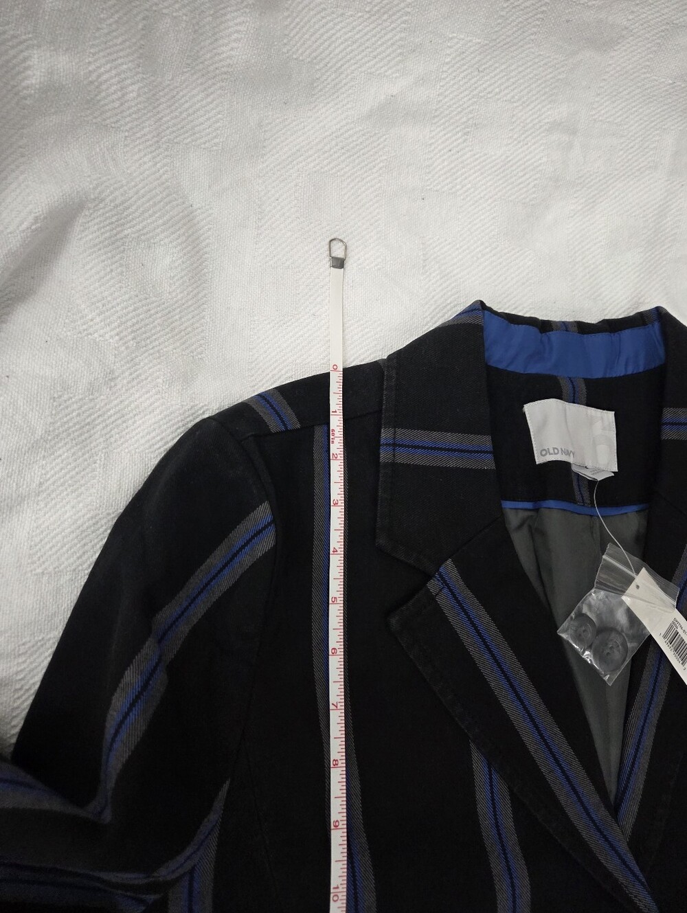 NWT Old Navy Vertical Striped Cotton Stretch Blazer Jacket Blue Black - XL - Picture 8 of 9